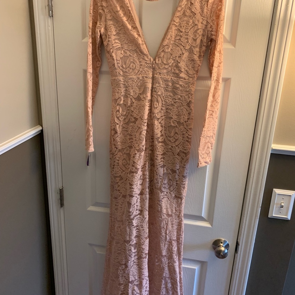 Mauveish long sleeve floor length dress